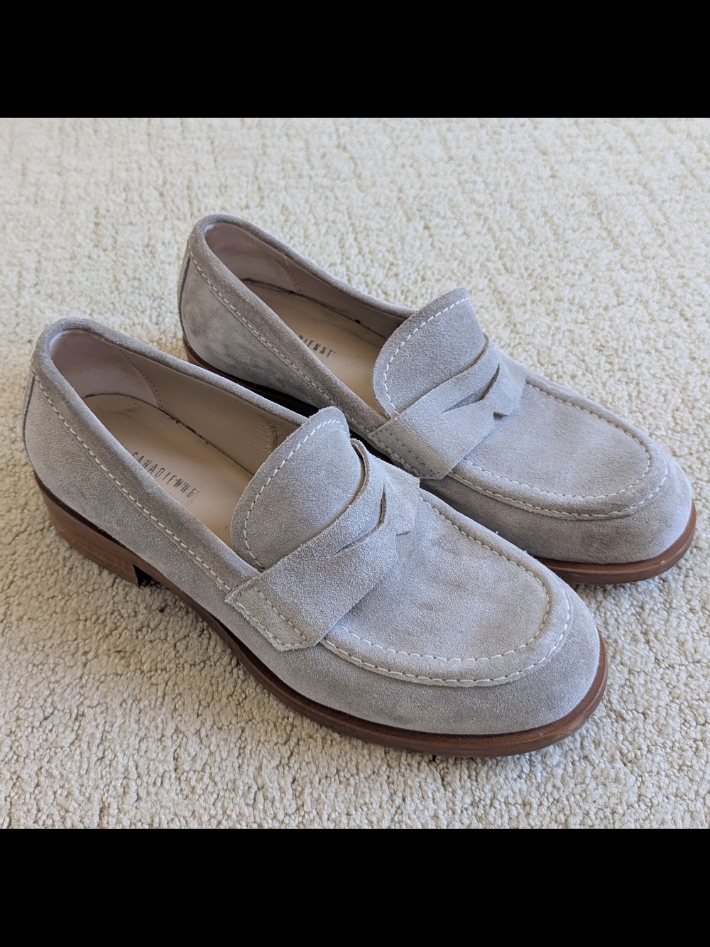 La Canadienne Suede Leather Loafers Dominic Womens 9M Gray Slip On Flats Shoes